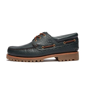 Timberland Scarpe da barca in pelle cucita a 3 occhielli verde scuro