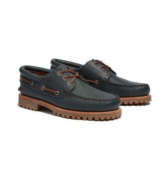 Timberland Scarpe da barca in pelle cucita a 3 occhielli verde scuro