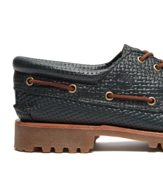 Timberland Scarpe da barca in pelle cucita a 3 occhielli verde scuro