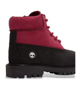 Timberland Bottes en cuir 6 Premium bottes  lacets impermables noires, roses  