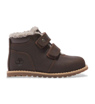 Timberland Stivali Pokey Pine in calda pelle foderata con chiusura in velcro testa di moro  