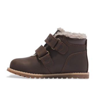 Timberland Stivali Pokey Pine in calda pelle foderata con chiusura in velcro testa di moro  