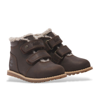 Timberland Stivali Pokey Pine in calda pelle foderata con chiusura in velcro testa di moro  