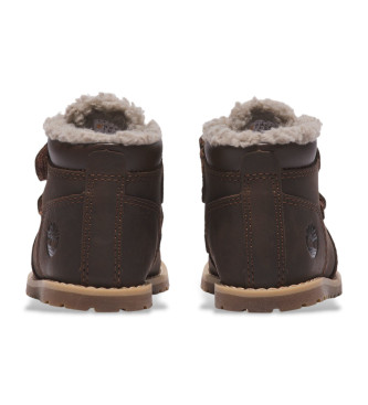 Timberland Stivali Pokey Pine in calda pelle foderata con chiusura in velcro testa di moro  