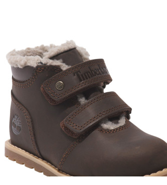 Timberland Stivali Pokey Pine in calda pelle foderata con chiusura in velcro testa di moro  