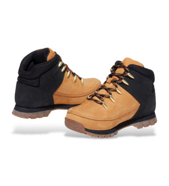 Timberland Bottes en cuir  lacets  mi-hauteur Euro Sprint noir et jaune  