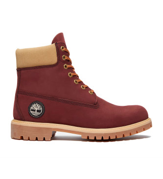 Timberland Stivali in pelle bordeaux premium da 6 pollici