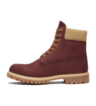 Timberland Stivali in pelle bordeaux premium da 6 pollici