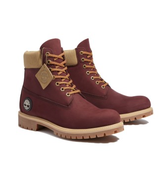 Timberland Stivali in pelle bordeaux premium da 6 pollici