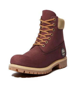 Timberland Stivali in pelle bordeaux premium da 6 pollici