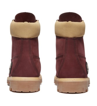 Timberland Stivali in pelle bordeaux premium da 6 pollici