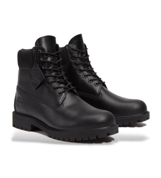 Timberland Botas de piel impermeables con cierre de cordones 6-Inch Heritage negro