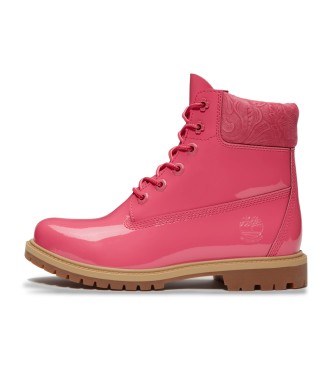 Timberland Botas de couro impermeável de qualidade superior cor-de-rosa