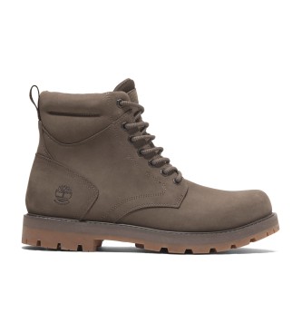 Timberland Stivali impermeabili marroni in pelle a met polpaccio con lacci Britton Road