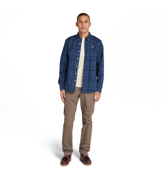Timberland Chemise  carreaux en popeline stretch bleue