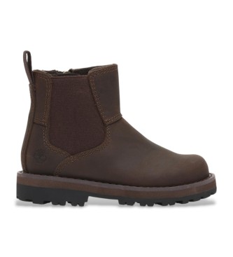 Timberland Brązowe skórzane buty za kostkę Courma Kid Mid