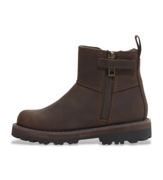 Timberland Brązowe skórzane buty za kostkę Courma Kid Mid