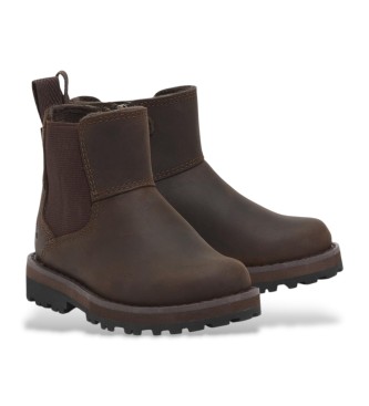 Timberland Brązowe skórzane buty za kostkę Courma Kid Mid