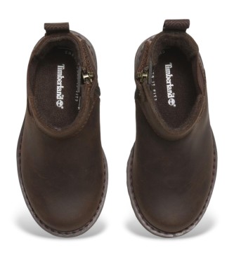 Timberland Brązowe skórzane buty za kostkę Courma Kid Mid