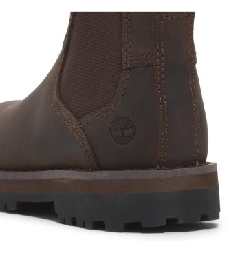 Timberland Brązowe skórzane buty za kostkę Courma Kid Mid