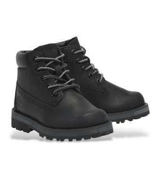 Timberland Skórzane sznurowane botki Courma Kid czarne