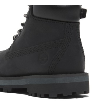 Timberland Skórzane sznurowane botki Courma Kid czarne