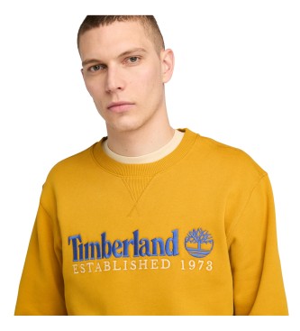 Timberland Sweatshirt mit gebrstetem Rcken und gesticktem Logo, gegrndet 1973 in gelb