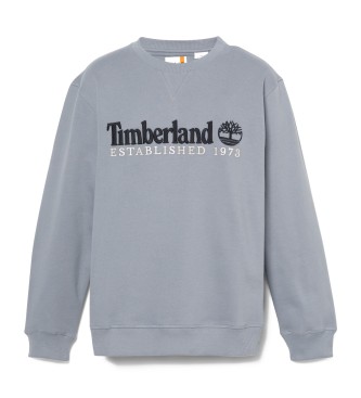 Timberland Sweatshirt mit gebrstetem Rcken und gesticktem Logo, gegrndet 1973 grau