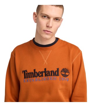 Timberland Sweatshirt mit gebrstetem Rcken und gesticktem Logo, gegrndet 1973 in orange