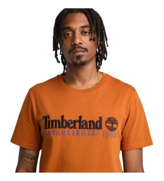 Timberland Gegrndet 1973 orangefarbenes T-Shirt mit Stickerei