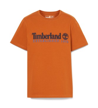 Timberland Gegrndet 1973 orangefarbenes T-Shirt mit Stickerei