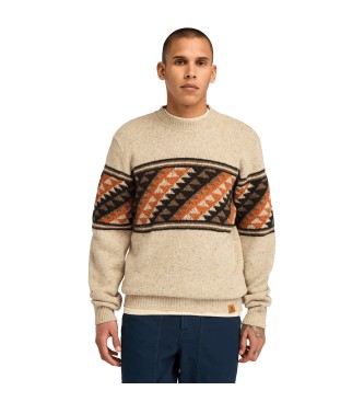 Timberland Fair Isle beige Pullover mit Rundhalsausschnitt