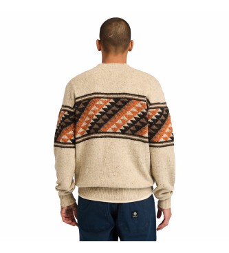 Timberland Fair Isle beige Pullover mit Rundhalsausschnitt