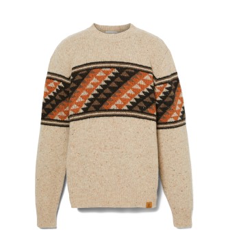 Timberland Fair Isle beige Pullover mit Rundhalsausschnitt