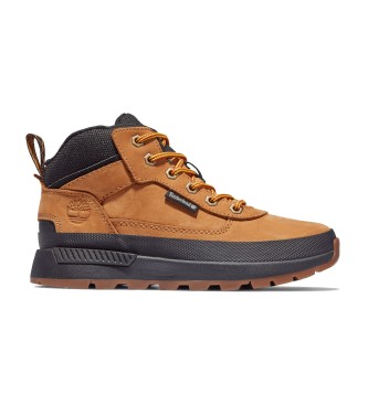 Timberland Field Trekker gele lederen sportschoenen met vetersluiting op de mid-top