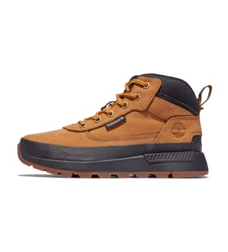 Timberland Field Trekker gele lederen sportschoenen met vetersluiting op de mid-top