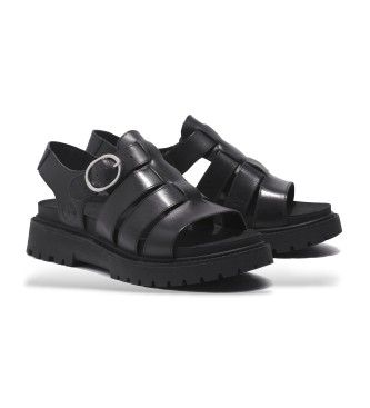 Timberland Clairemont Wayne Zwart Leren Fisherman Sandalen