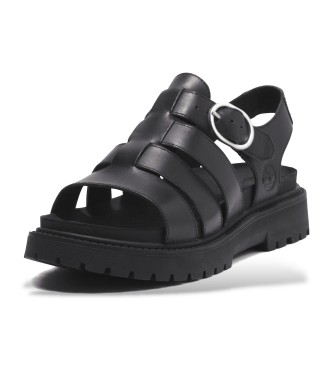 Timberland Clairemont Wayne Zwart Leren Fisherman Sandalen