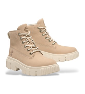 Timberland Beżowe skórzane buty za kostkę Greyfield