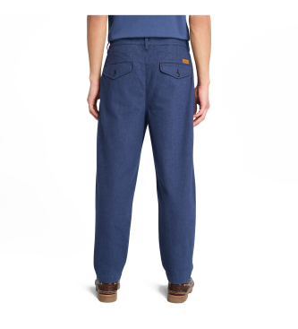 Timberland Herringbone Pleated Chino Trousers blue