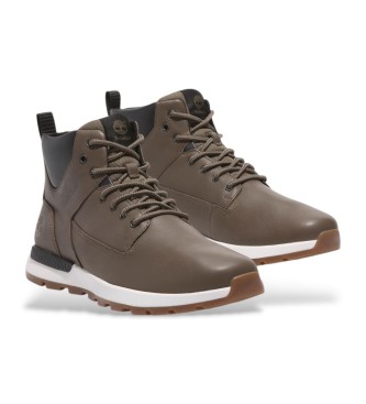 Timberland Brązowe skórzane buty Killington Trekker z cholewką mid-top  