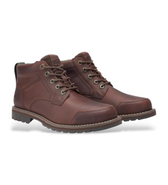 Timberland Mrkbruna Larchmont chukka boots i lder med snrning i mitten av kalven 