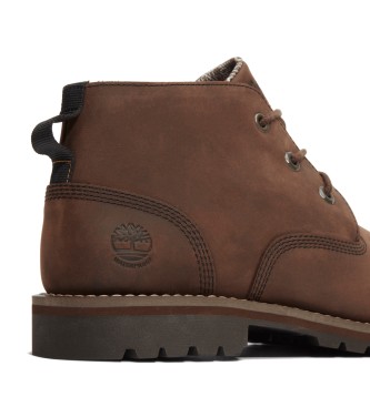 Timberland Ciemnobrązowe wodoodporne skórzane buty chukka do połowy łydki Larchmont ze sznurowadłami  