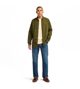 Timberland Langrmet skjorte i grn stretch-poplin