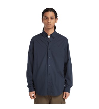 Timberland Long sleeved shirt in navy stretch poplin