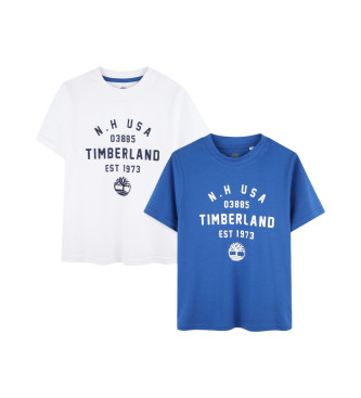 Timberland Lotto di 2 magliette a maniche corte bianche, blu