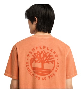 Timberland Merrymack River orangefarbenes T-Shirt mit grafischem Rckendruck  