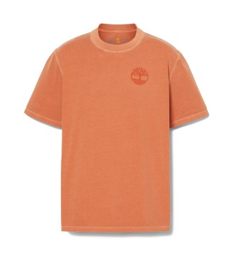 Timberland Merrymack River orangefarbenes T-Shirt mit grafischem Rckendruck  