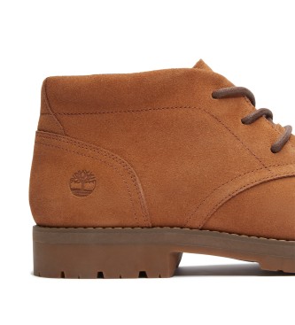 Timberland Britton Square brune lderstvler med snrebnd midt p lggen