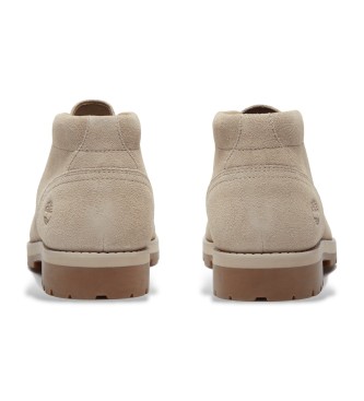 Timberland Stivali in pelle beige con lacci Britton Square a met polpaccio